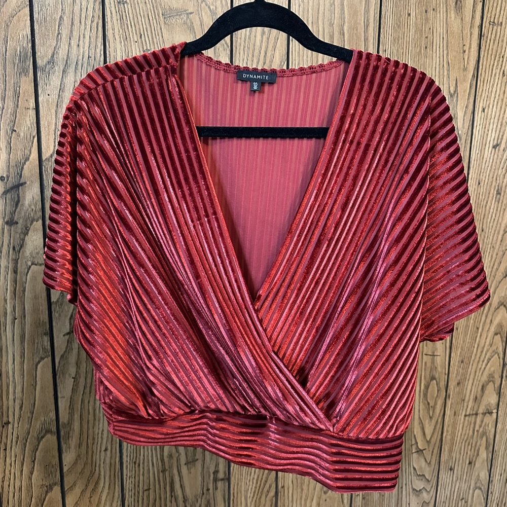 Dynamite Velvet Striped Blouse